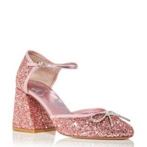 Sophia Webster Sparkling Pink Bow Ankle-Strap Heels